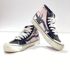 Vans High Top Light Pink Palm Tree Print Suede Details Women’s Size 7